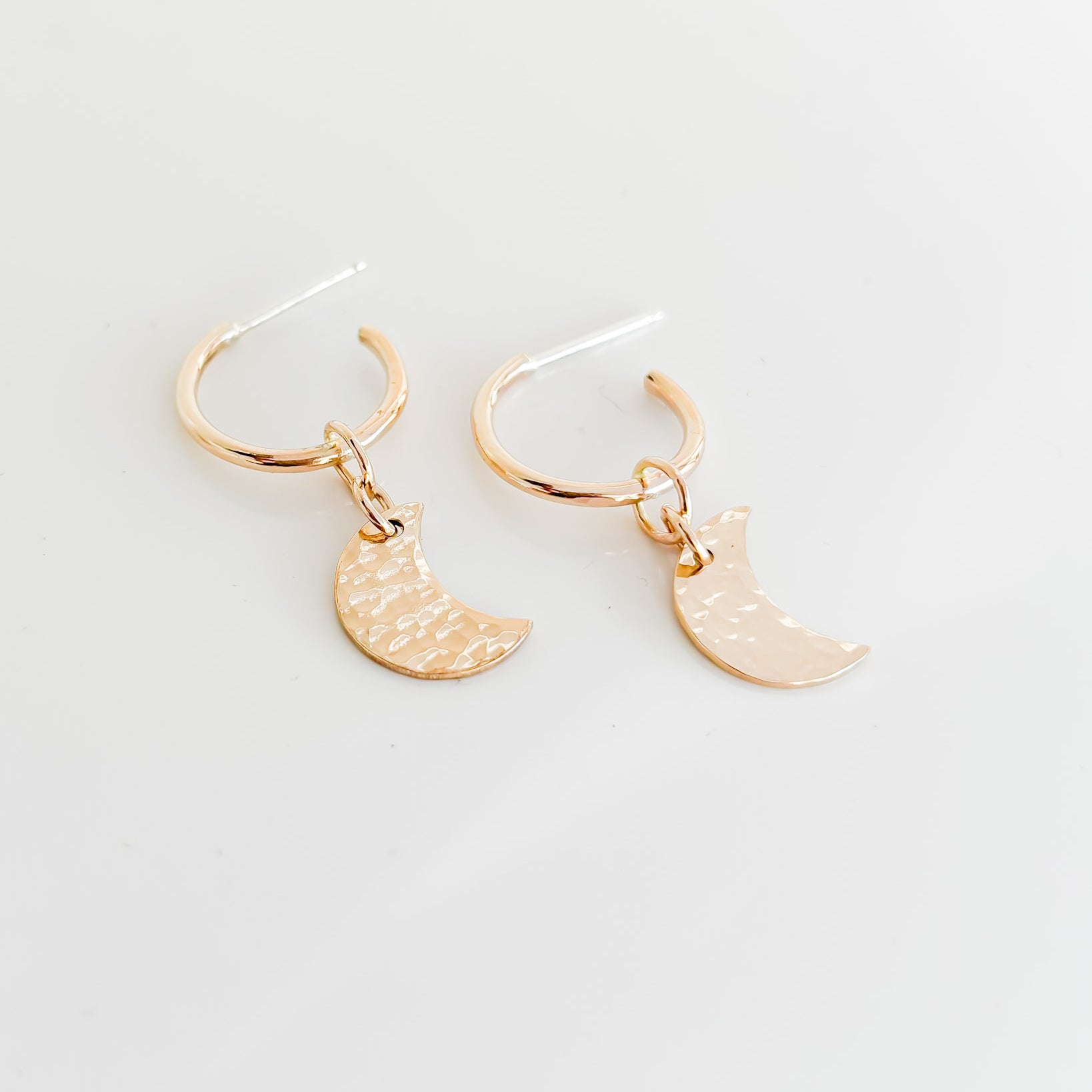 SUN & SELENE gold crescent charm hoops 