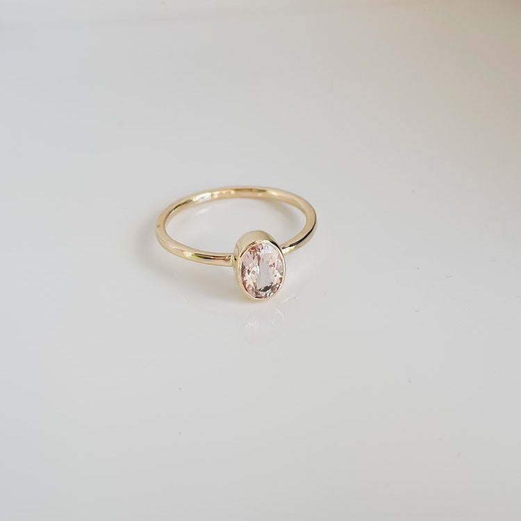 SUN & SELENE pink morganite + solid gold ring