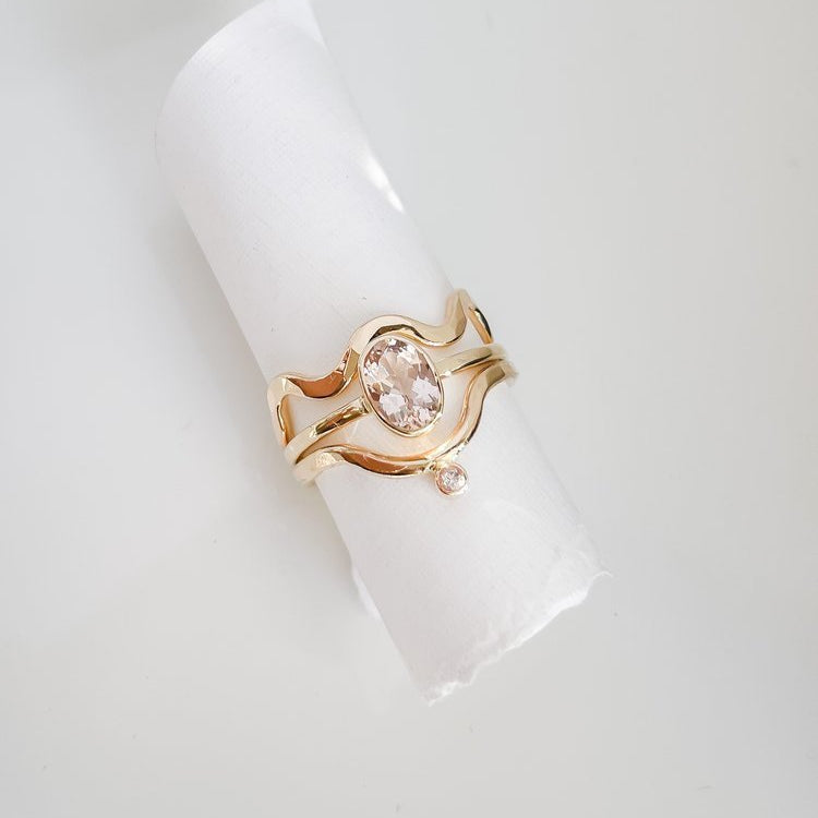 SUN & SELENE ceremony ring stack in solid gold