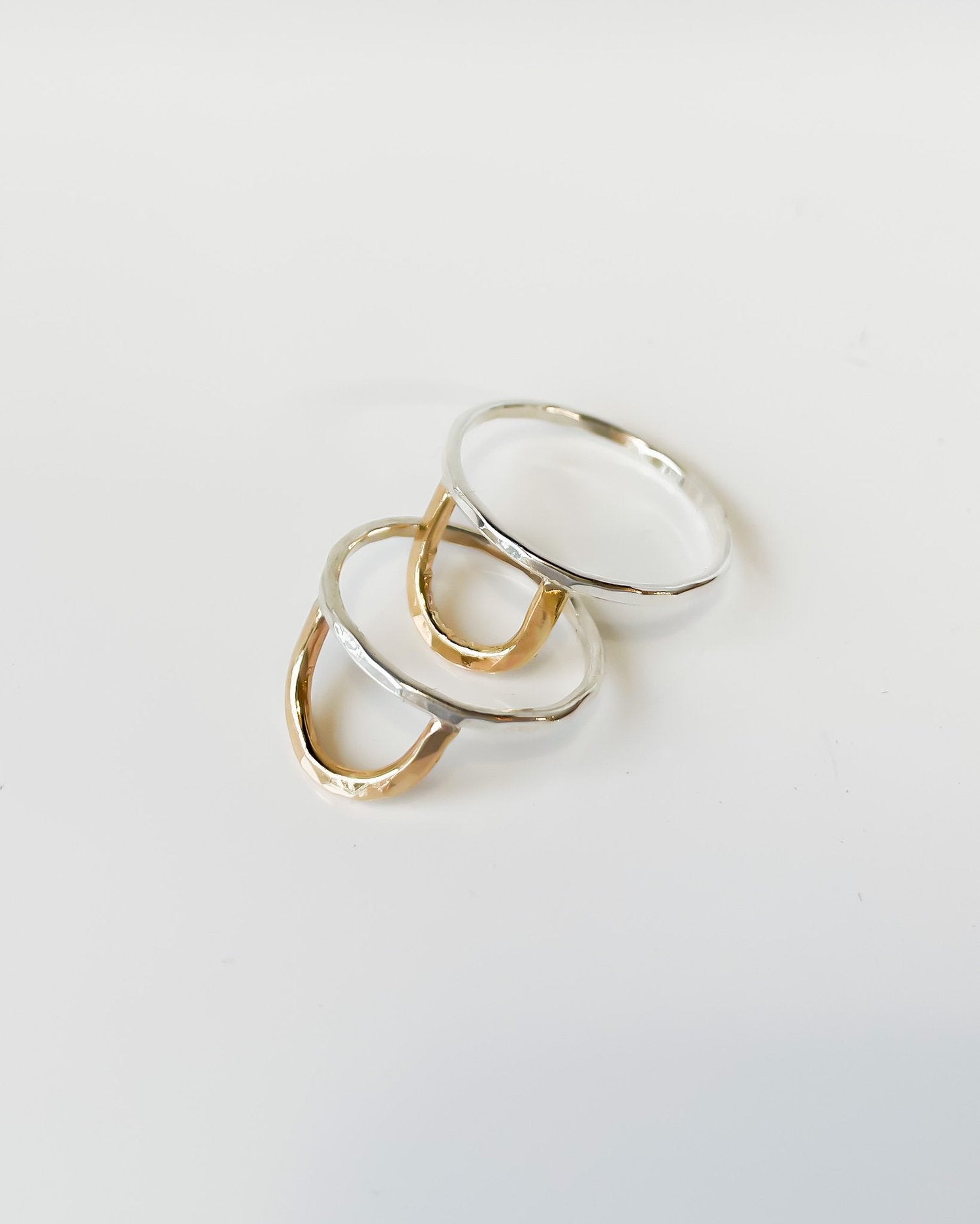 SUN & SELENE two tone aurora arc rings