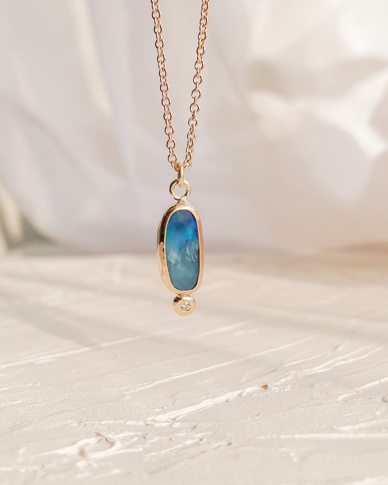 SUN & SELENE callisto opal + diamond necklace