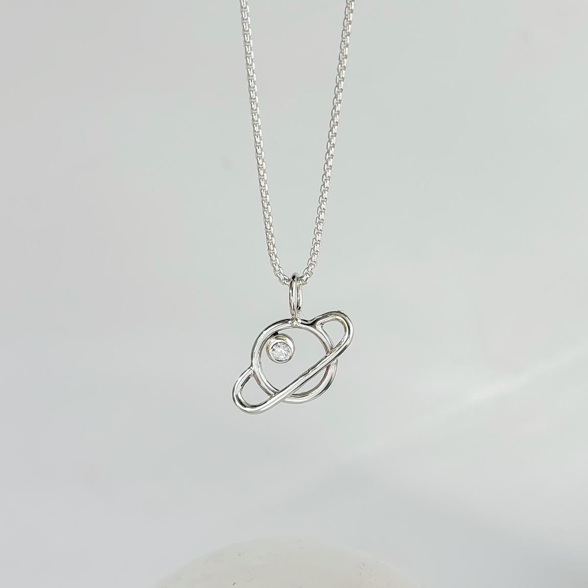 SUN & SELENE silver saturn pendent necklace