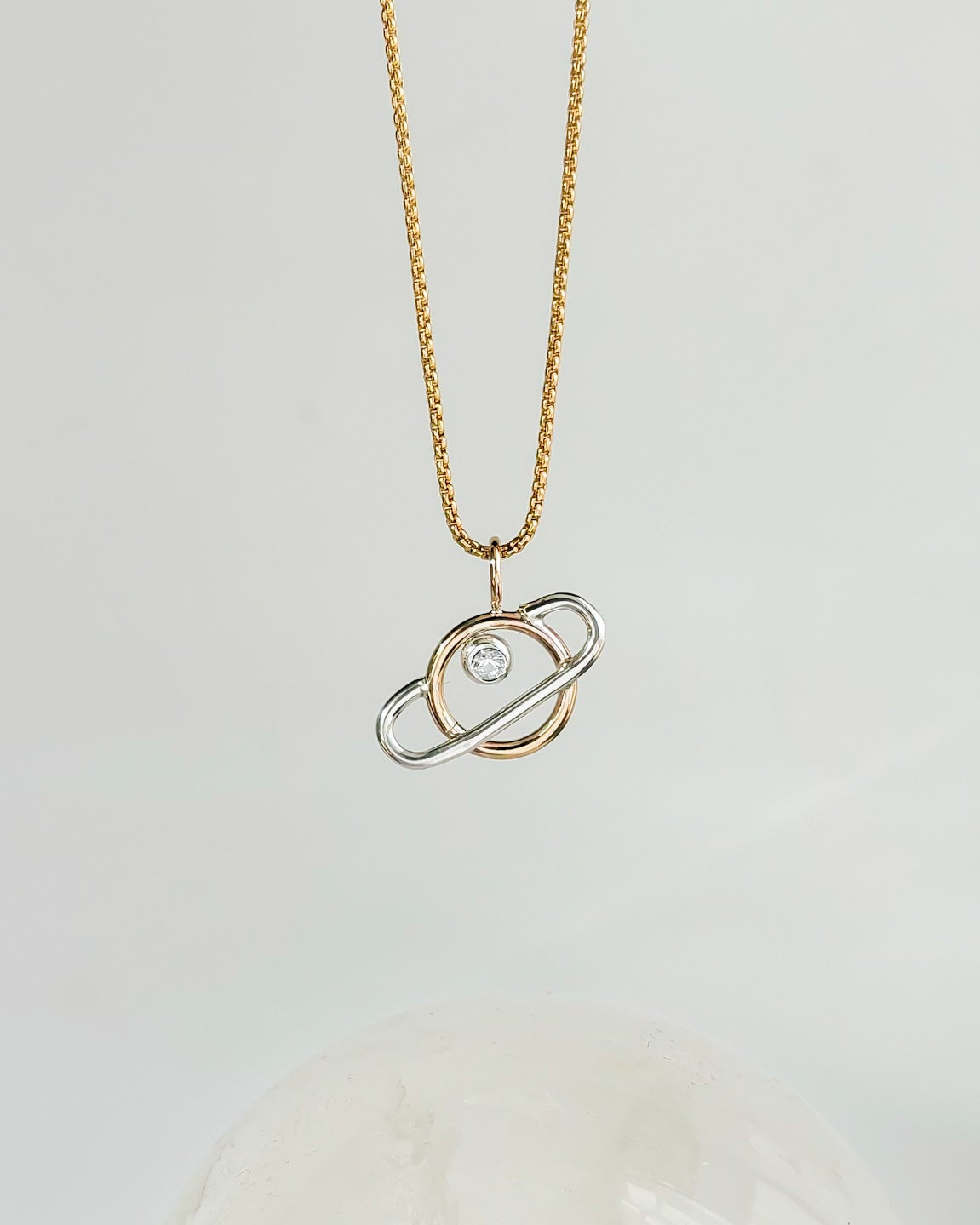 SUN & SELENE gold saturn pendant necklace