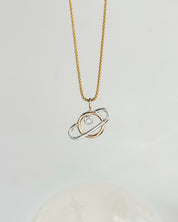SUN & SELENE gold saturn pendant necklace