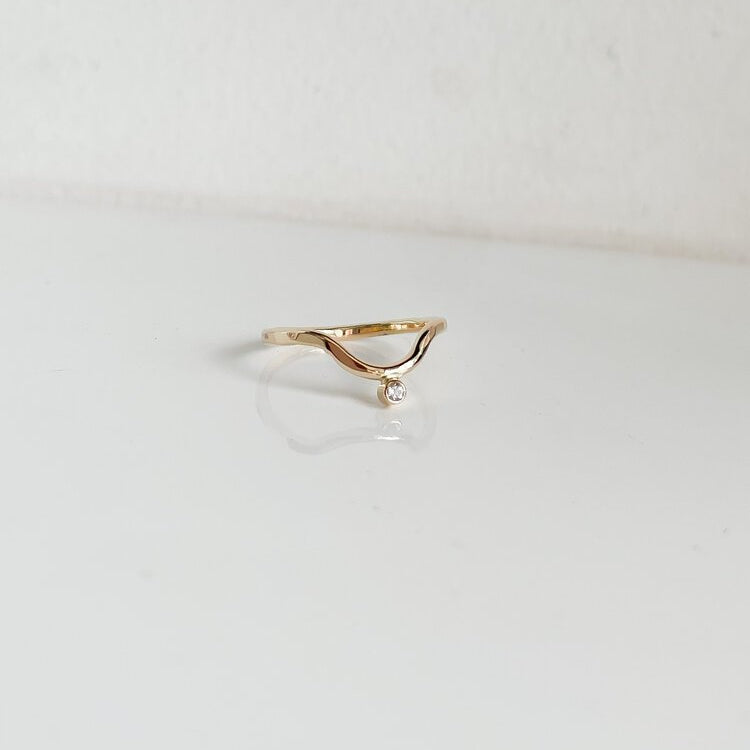 SUN & SELENE handcrafted diamond arc engagement ring 