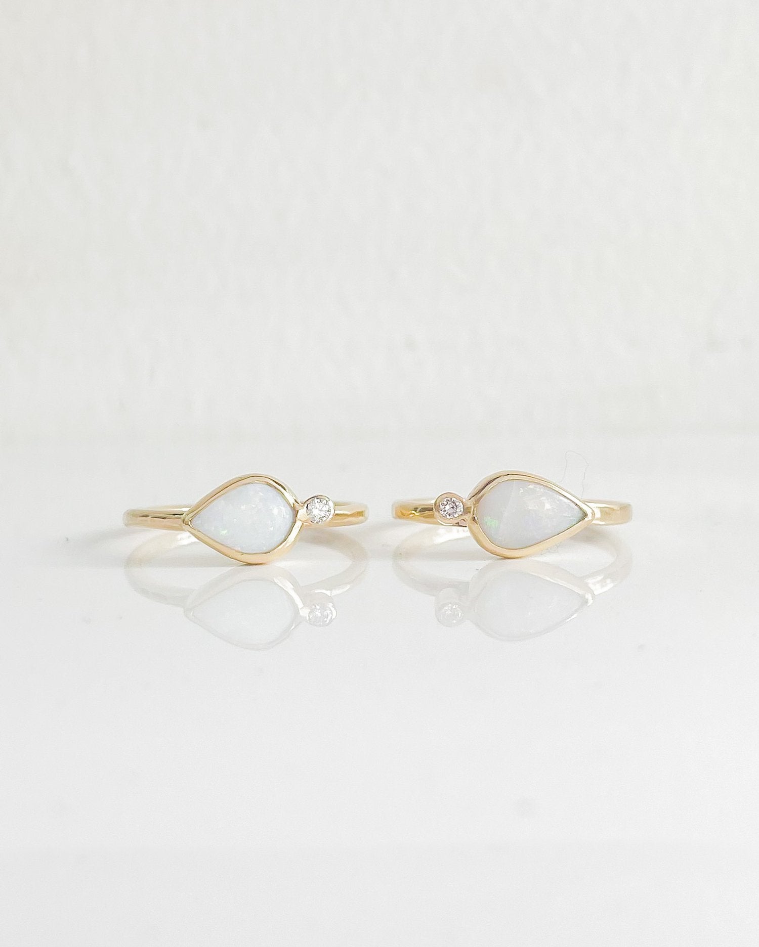 SUN & SELENE opal and diamond engagement rings