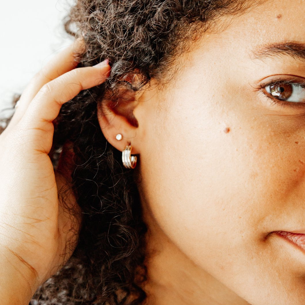 SUN & SELENE equator cuff hoops on model