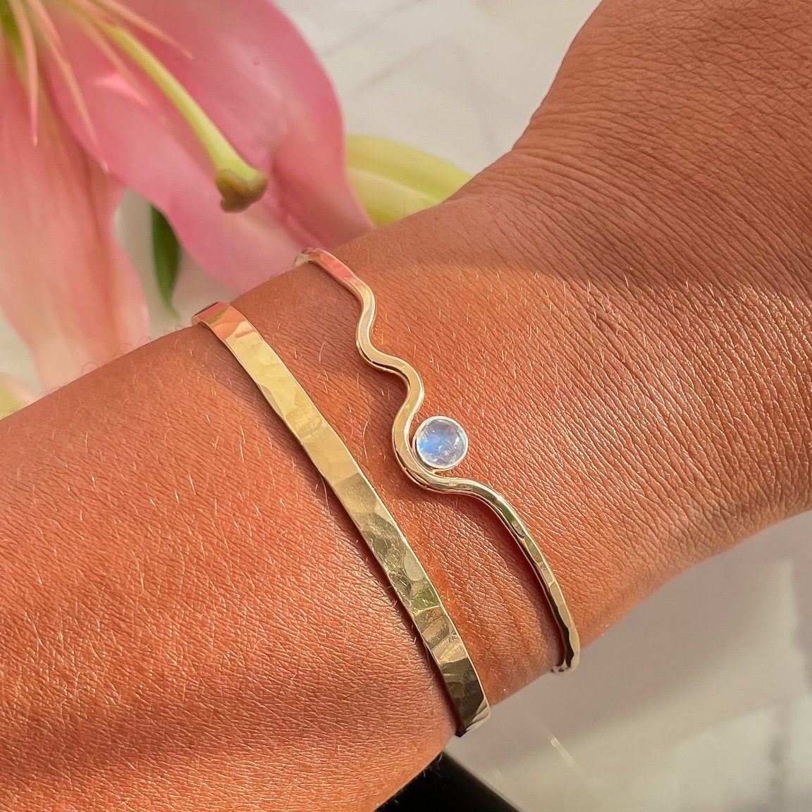 SUN & SELENE handcrafted bracelets on model 