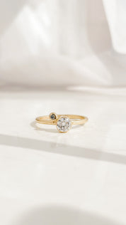 SUN & SELENE diamond + grey diamond engagement ring