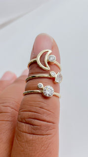 SUN & SELENE handcrafted rings on model 