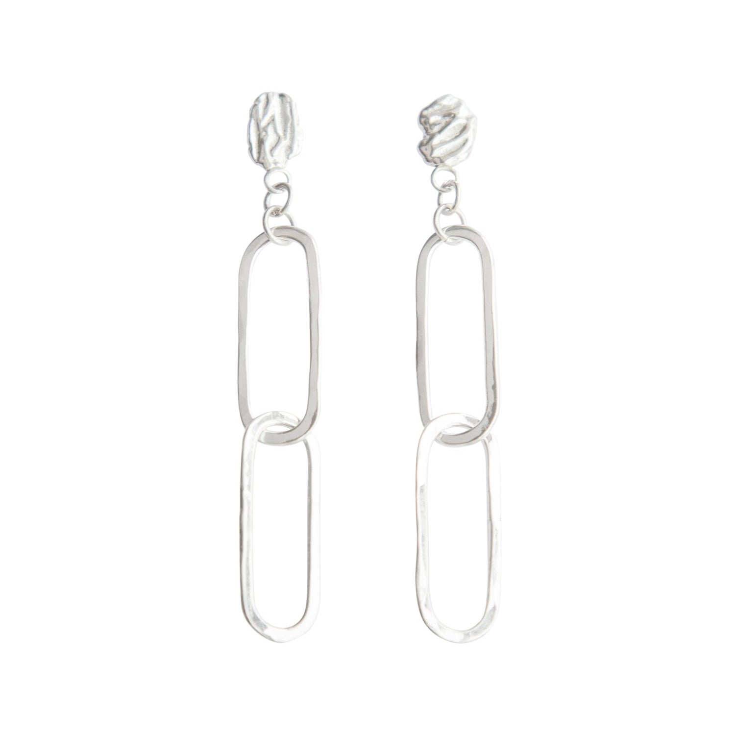 SUN & SELENE handcrafted rolo link earrings in silver