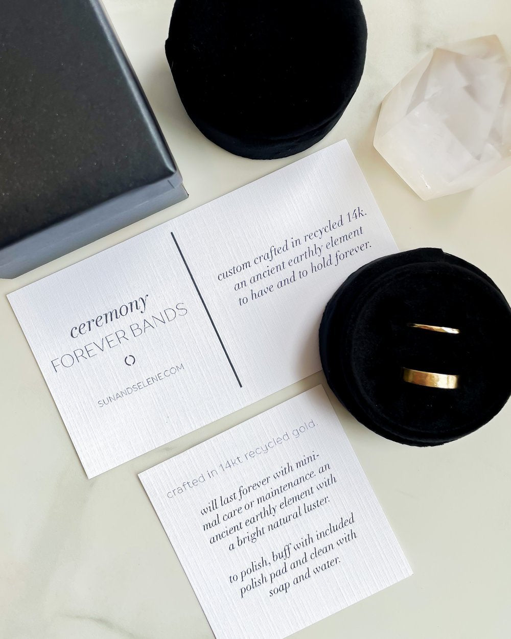 SUN & SELENE wedding band packaging