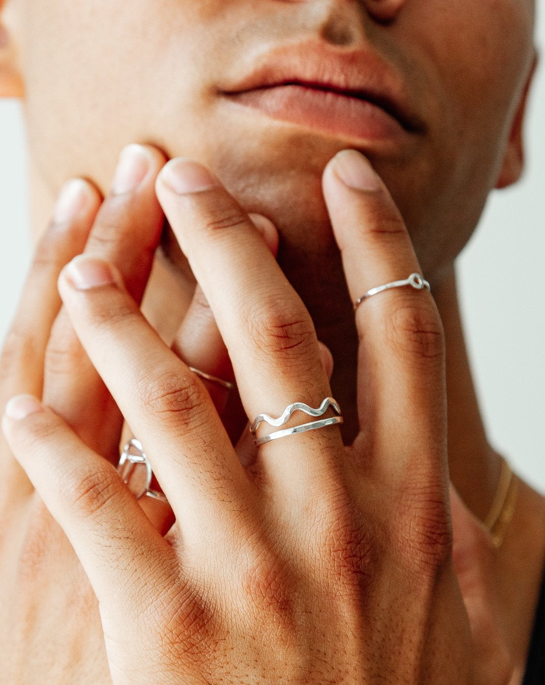 SUN & SELENE stacking rings on model