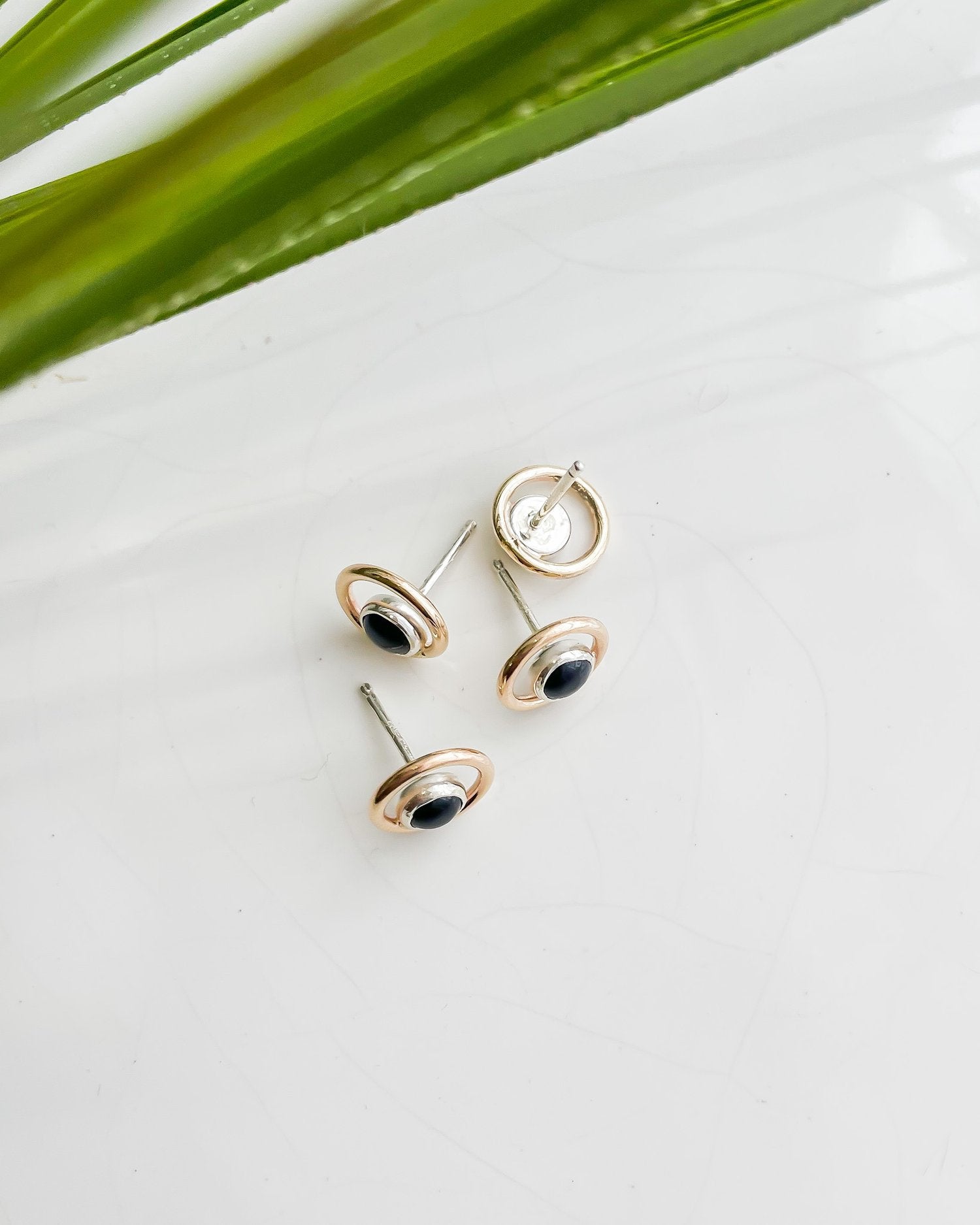 SUN & SELENE luna onyx studs