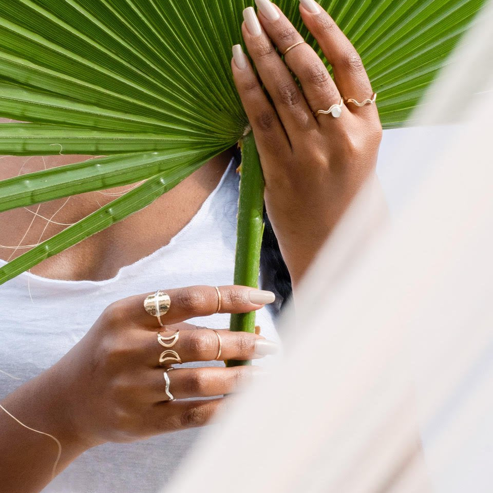 SUN & SELENE handcrafted rings on model