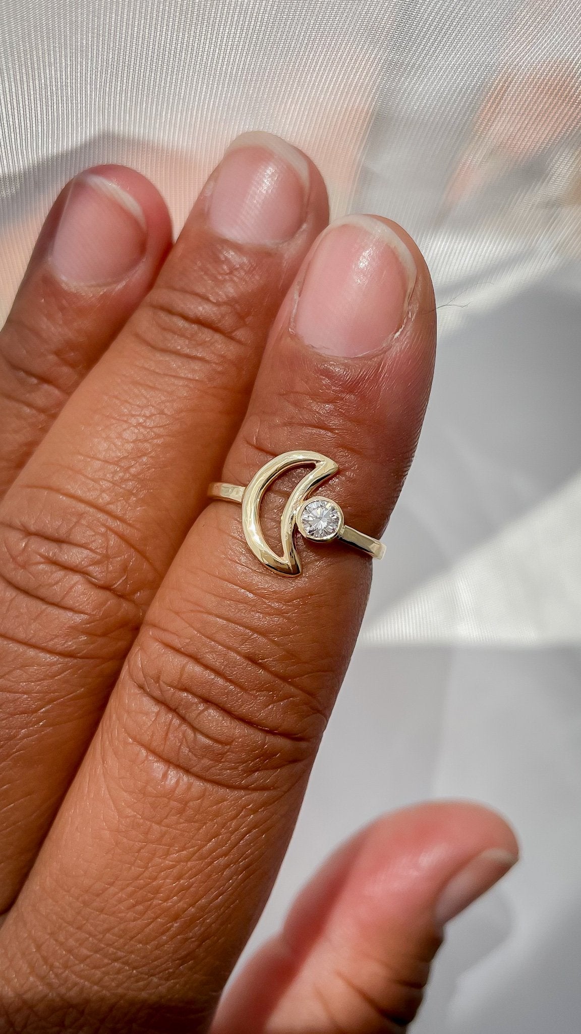 SUN & SELENE crescent + diamond ring