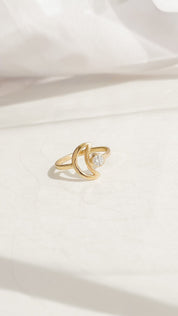 SUN & SELENE crescent + diamond ring 